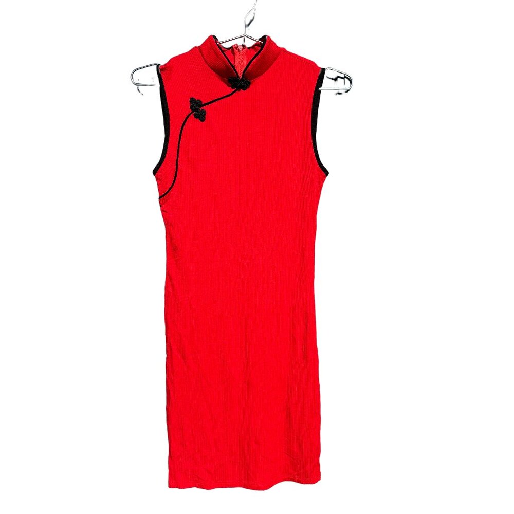 Red Qi Pao Inspired Mini Dress